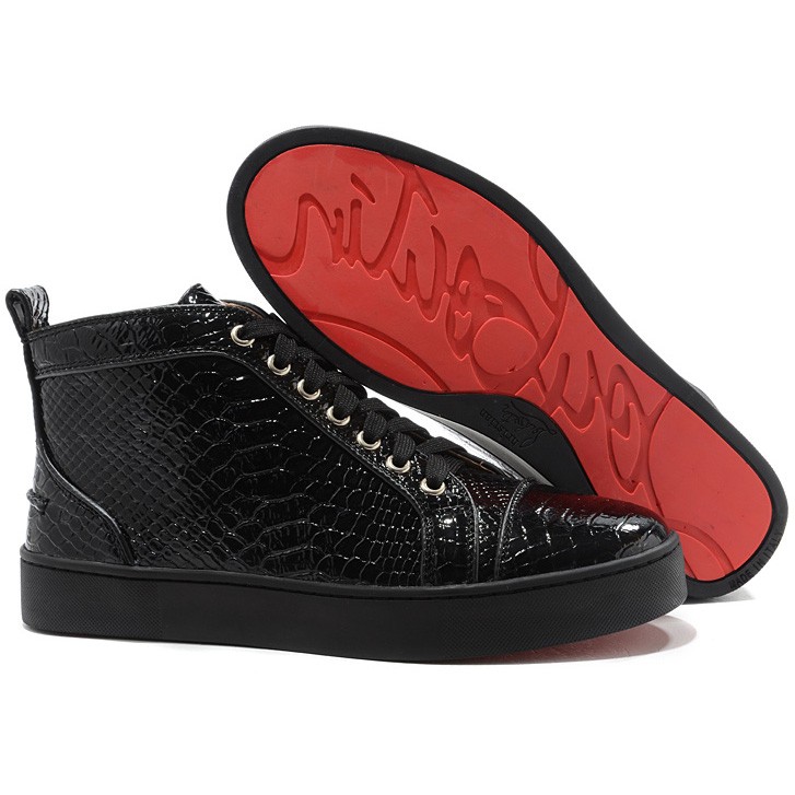 Christian Louboutin Louis Python High Top Sneakers Black | Louboutin Sale