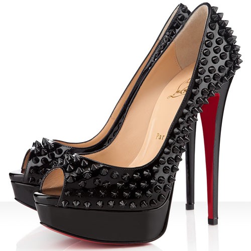 Christian Louboutin Lady Peep Spikes 150mm Pumps Black | Louboutin Sale