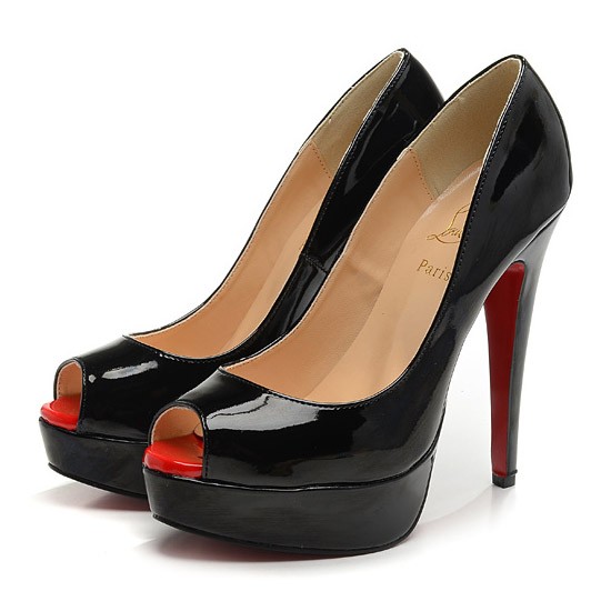 Christian Louboutin Altadama 140mm Peep Toe Pumps Black Red | Louboutin ...