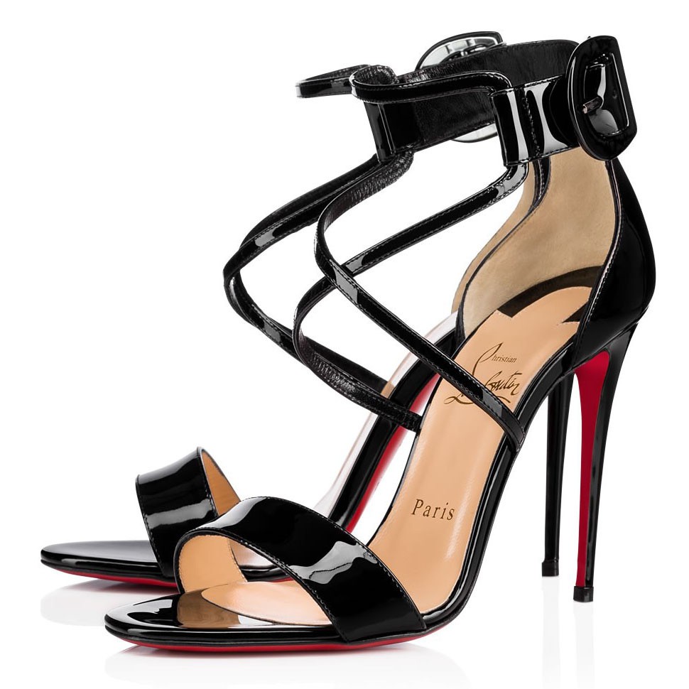 Christian Louboutin Choca 100mm Patent Sandals Black | Louboutin Sale