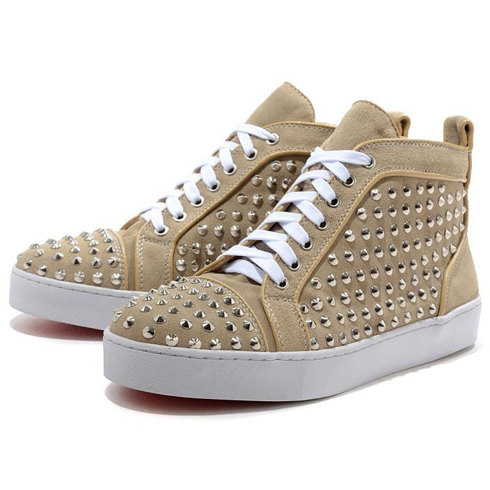 Men's Christian Louboutin Flat Suede Sneakers Beige | Louboutin Sale